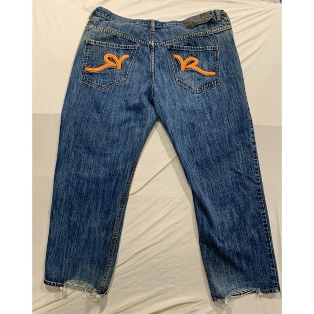 Vintage Rocawear Y2K Blue Jeans 40x28 Embroidered Streetwear‎ Skate Baggy 90s